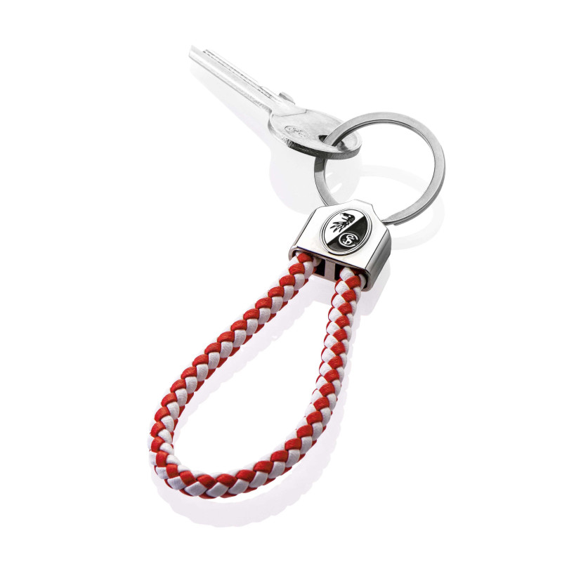 SC Freiburg Schlüsselanhänger - Schlaufe rot/weiß - Kordel Anhänger Keychain