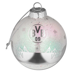 Borussia Dortmund Christbaumkugel Glitzer silber Glitzerkugel SkylineBVB 09
