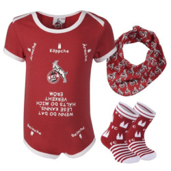 1. FC Köln Baby Geschenkbox Rot - Body, Söckchen, Halstuch | Geschenkset - Gr. 50/56 bis 74/80