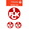 1. FC Kaiserslautern Autoaufkleber 3er Set - Logo rot - Aufkleber Sticker FCK