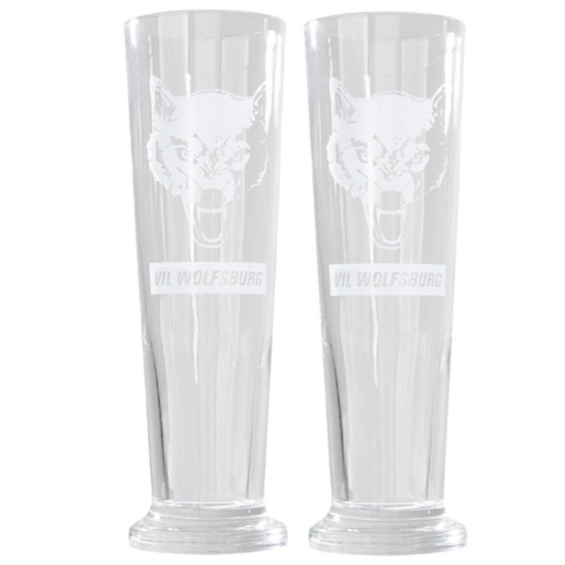 VfL Wolfsburg Pilsglas - Wolf - 2er Set Bierglas Glas 0.3l Pilsstange