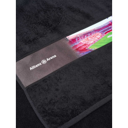 FC Bayern München Duschtuch - Allianz Arena - schwarz mit Bordüre, Strandtuch 70 x 140 cm Badetuch FCB