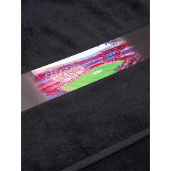 FC Bayern München Duschtuch - Allianz Arena - schwarz mit Bordüre, Strandtuch 70 x 140 cm Badetuch FCB