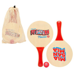 FC Bayern München Strandspiel 3er Set : Wasserball, Beach Tennis-Set mit Ball und Stoffbeutel FCB Beachball