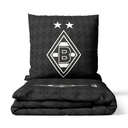 Borussia Mönchengladbach Biber Bettwäsche - Raute - schwarz 2-teilig BMG 135 x 200 cm