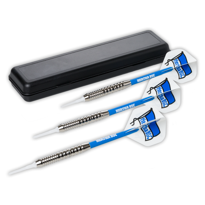 Hertha BSC Berlin - Soft Dartpfeil-Set - Dartpfeile mit Etui und Flights Softdarts Dart Pfeile