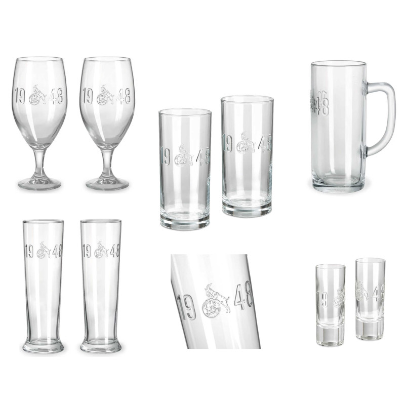 1. FC Köln Glas - Relief - Schnapsglas | Pilstulpe | Weizenbierglas | Bierkrug | Trinkglas