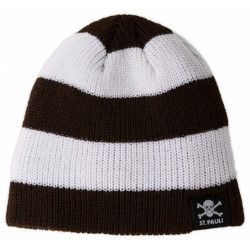 FC St. Pauli Mütze - Blockstreifen braun-weiß - Beanie | Strickmütze