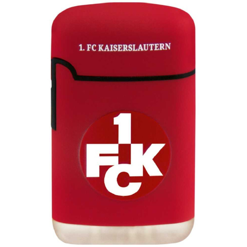 1. FC Kaiserslautern Sturmfeuerzeug - Rubber rot - Jet Feuerzeug Lighter FCK