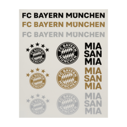 FC Bayern München 2er Set Aufkleberkarte - Schriftzüge & Logo - 21 Einzelsticker Aufkleber FCB