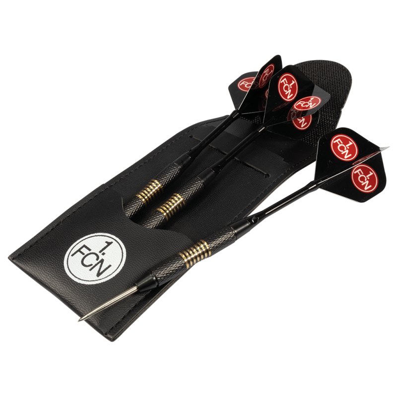 1. FC Nürnberg Steeldarts SCHWARZ Dartpfeile mit Etui und Flights Dart Pfeile FCN