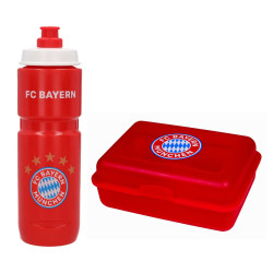 FC Bayern München 5* Trinkflasche 0.75 l + Brotzeitbox Rot im Set FCB
