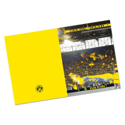 Borussia Dortmund Grußkarte - Viele Grüße -  Südtribüne Fahnenmeer Karte BVB 09