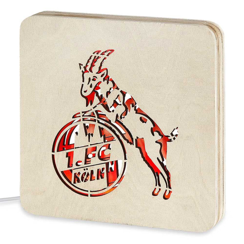 1. FC Köln LED Logo im Holzrahmen | Lampe | Dekolicht | Leuchte