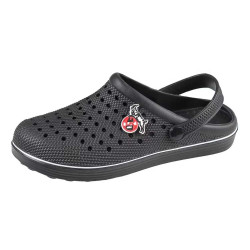 1. FC Köln Gartensandale mit Riemen schwarz Classic Clogs mit Logo
