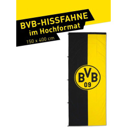 Borussia Dortmund Hissfahne - Hochformat - XXL Fahne Logo (150 x 400 cm) Flagge BVB 09
