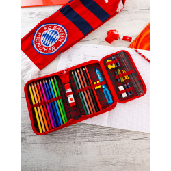 FC Bayern München Federmappe - Streifen - rot-weiß Federtasche Schüleretui gefüllt Etui FCB