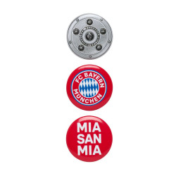 FC Bayern München Button 3er Set - Logo + Meisterschale + Mia San Mia - Anstecker Pin FCB