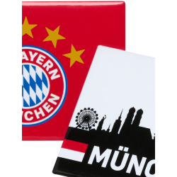 FC Bayern München Magnet 2er Set - Logo & Skyline - Kühlschrankmagnet FCB