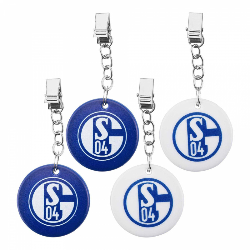 FC Schalke 04 Tischdecken-Beschwerer 4er Set Metall-Clip mit S04-Logo Gewicht blau-weiß
