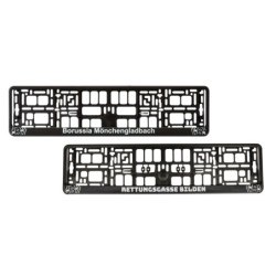 Borussia Mönchengladbach Kennzeichenrahmen 2er Set - 1 x "Rettungsgasse" + 1 x "Classic Logo" - Kennzeichenhalter BMG