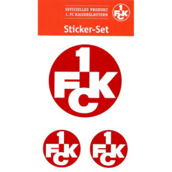 1. FC Kaiserslautern Autoaufkleber 3er Set - Logo rot - Aufkleber Sticker FCK