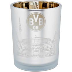Borussia Dortmund Windlicht  - Skyline  - satiniertes großes Kerzenglas BVB 09
