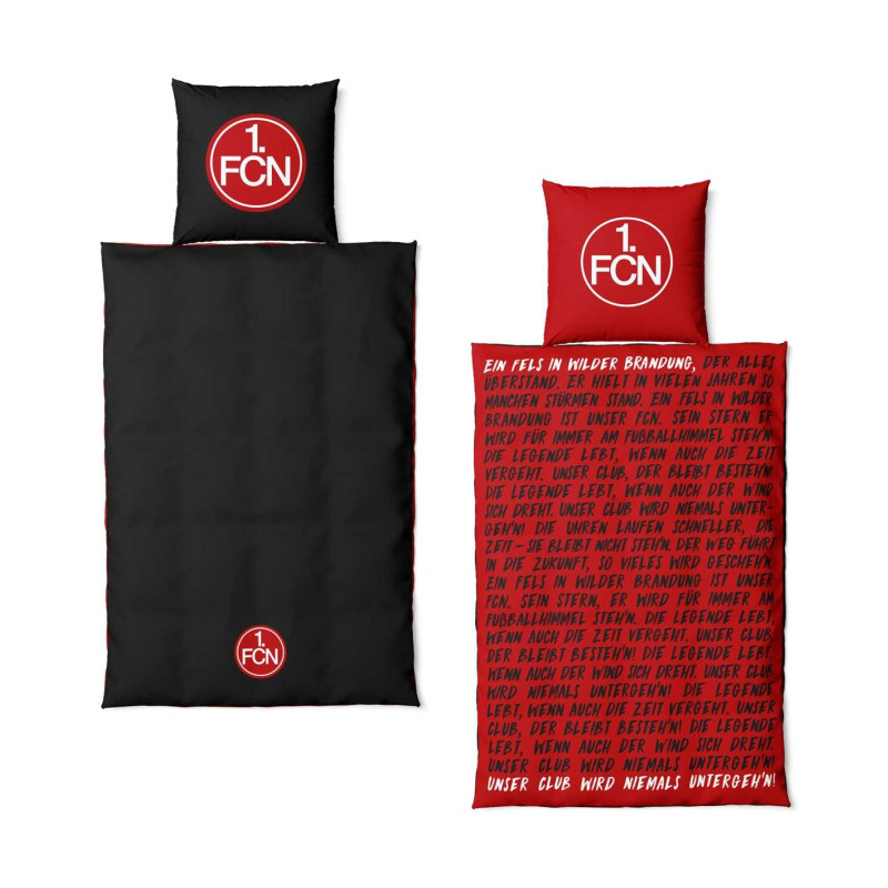 1. FC Nürnberg Wendebettwäsche - Die Legende lebt - rot/schwarz Bettwäsche 2-teilig 135 x 200 cm FCN