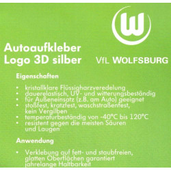 VfL Wolfsburg Aufkleber - 3D Logo silber - Sticker Autoaufkleber