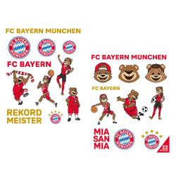 FC Bayern München 2er Set Aufkleberbogen - Maskottchen -  Aufkleber Set mit 22 Stickern FCB