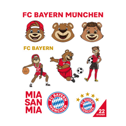FC Bayern München 2er Set Aufkleberbogen - Maskottchen -  Aufkleber Set mit 22 Stickern FCB