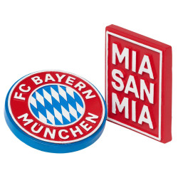 FC Bayern München Magnet 2er Set - Mia San Mia & Logo - Kühlschrankmagnet FCB