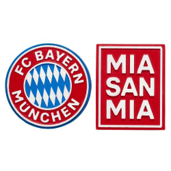 FC Bayern München Magnet 2er Set - Mia San Mia & Logo - Kühlschrankmagnet FCB