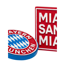 FC Bayern München Magnet 2er Set - Mia San Mia & Logo - Kühlschrankmagnet FCB