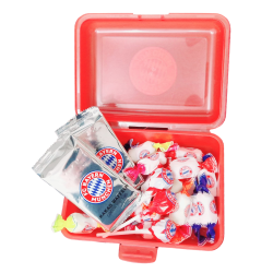 FC Bayern München Brotdose gefüllt mit Süßigkeiten Lunchbox FCB