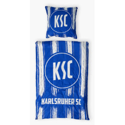 Karlsruher SC Bettwäsche - Streifen -  blau-weiß 2-teilig im Jutebeutel  KSC