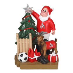 1. FC Köln Gartenzwerg mit Weihnachtsbaum und Hennes Zwerg garden gnom