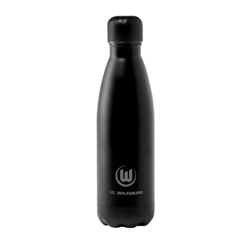 VfL Wolfsburg Edelstahl Trinkflasche  - Logo - mattschwarz 0,79 l Flasche