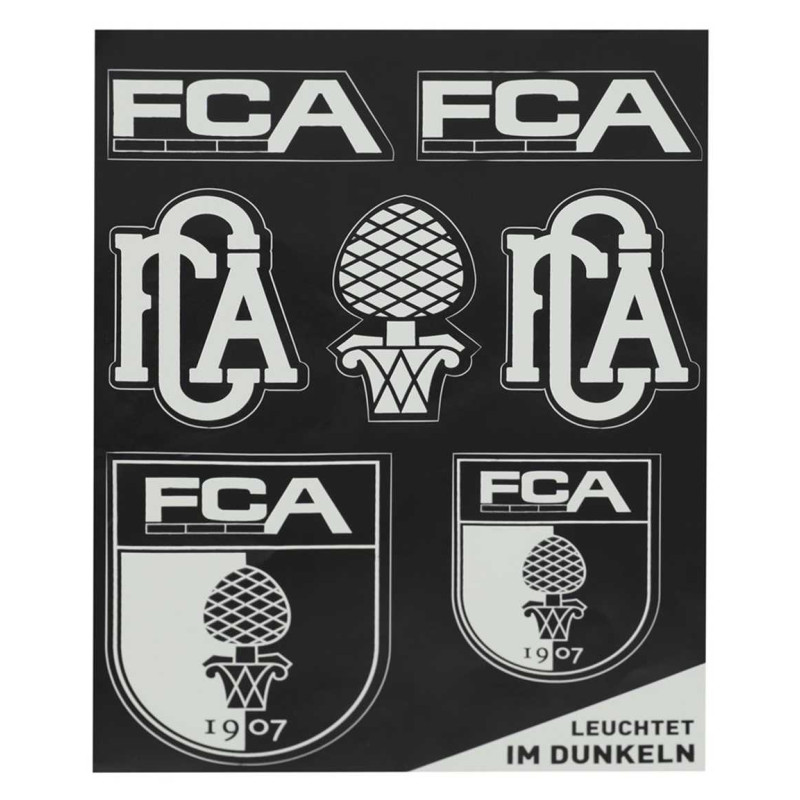FC Augsburg Aufkleberbogen Nachtleuchtend 7-teilig Sticker Aufkleberkarte FCA