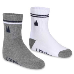 1. FC Köln Kinder Sportsocken - College - grau-weiß 2er Set Socken - diverse Größen
