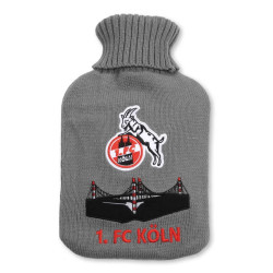 1. FC Köln Wärmflasche mit Stricküberzug GRAU