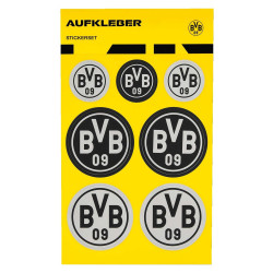 Borussia Dortmund Aufkleberkarte Logo 7er Set schwarz-silber Sticker Aufkleber BVB 09