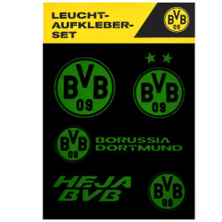 Borussia Dortmund Leuchtsticker-Set 5tlg | Aufkleberkarte | Aufkleber | nachtleuchtend | Sticker BVB 09