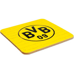 Borussia Dortmund Korkuntersetzer - Gelbe Wand - 4er Set | Logo | Untersetzer | eckig | BVB 09