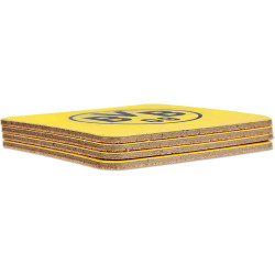 Borussia Dortmund Korkuntersetzer - Gelbe Wand - 4er Set | Logo | Untersetzer | eckig | BVB 09