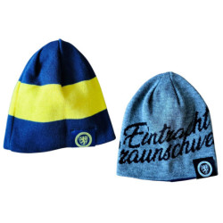 Eintracht Braunschweig Wendebeanie - Logo - Anthrazit/Blau-Gelb | Wendemütze | Beanie | Mütze | BTSV