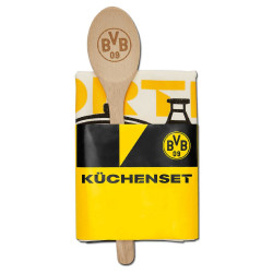 Borussia Dortmund Küchenset 2-teilig | Geschirrtuch & Holzlöffel BVB 09