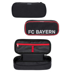FC Bayern München Schul-Set 2-teilig: Faulenzermäppchen schwarz + Hausaufgabenheft Stripes FCB