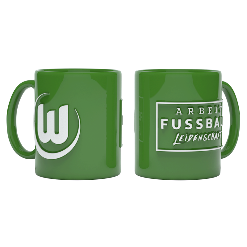 VfL Wolfsburg Tasse Relief - Arbeit Fußball Leidenschaft - grün AFL Kaffeetasse