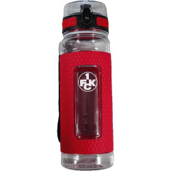 1. FC Kaiserslautern Tritan Trinkflasche transparent-rot mit Silikon-Manschette 0,5 l Flasche FCK